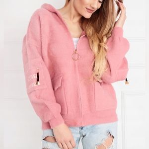Spring autumn jacket sweater bomber jacket, powder pink
